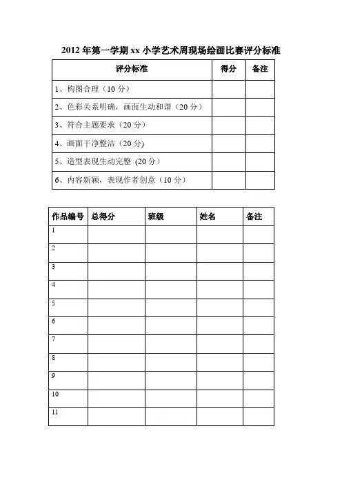 xx小学现场绘画比赛评分标准