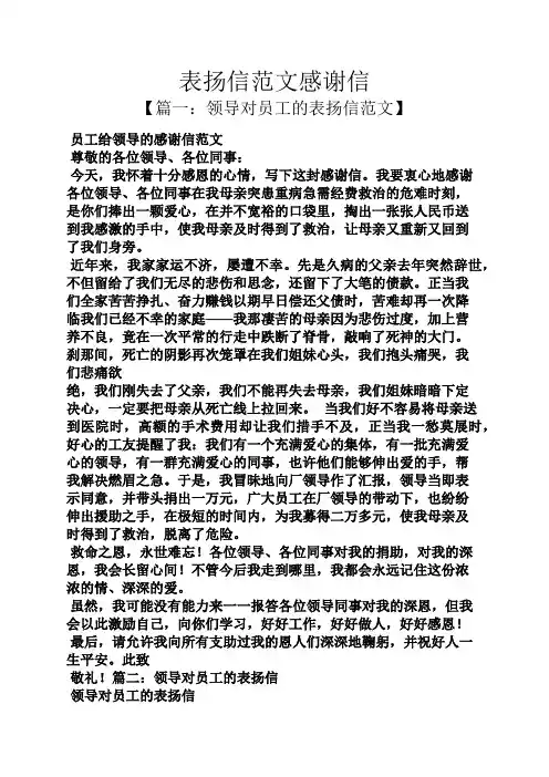 表扬信范文感谢信