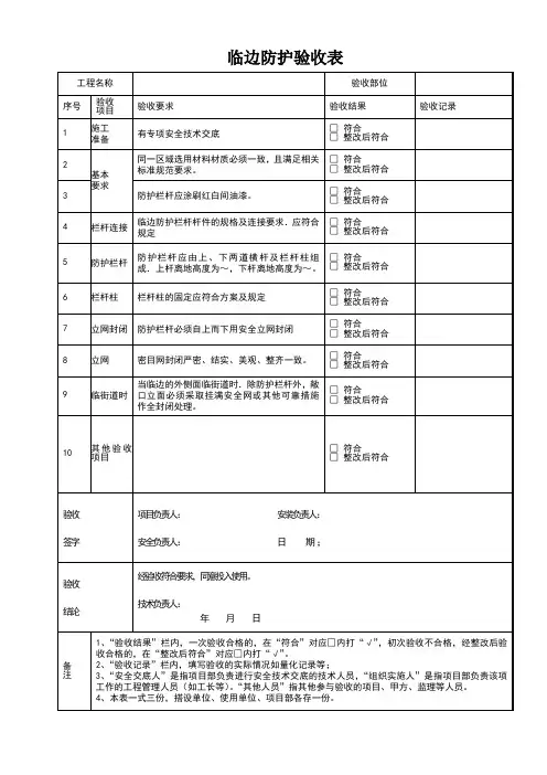 临边防护验收表