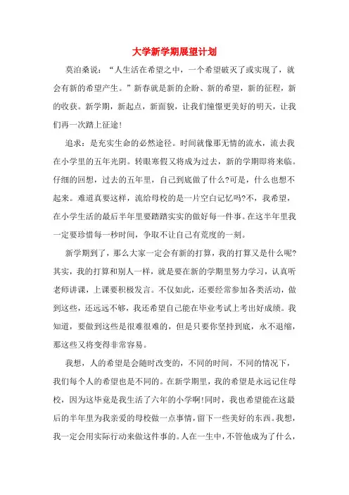 大学新学期展望计划