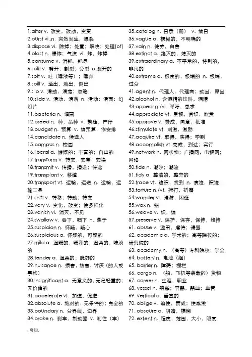 英语四级核心高频词汇表 3