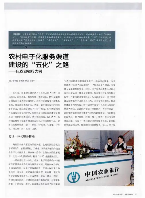 农村电子化服务渠道建设的“五化”之路——以农业银行为例