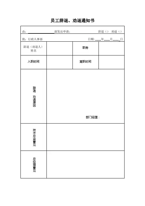 员工劝退通知书