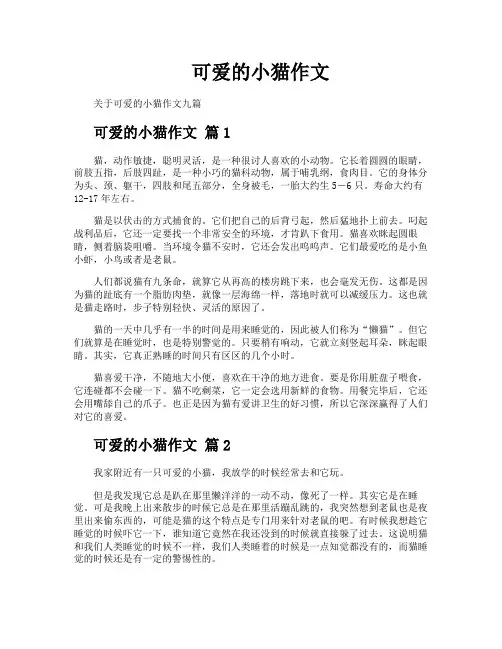 可爱的小猫作文