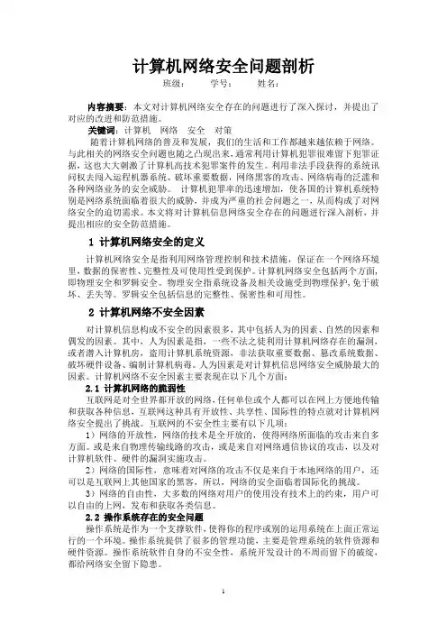 计算机网络安全问题剖析
