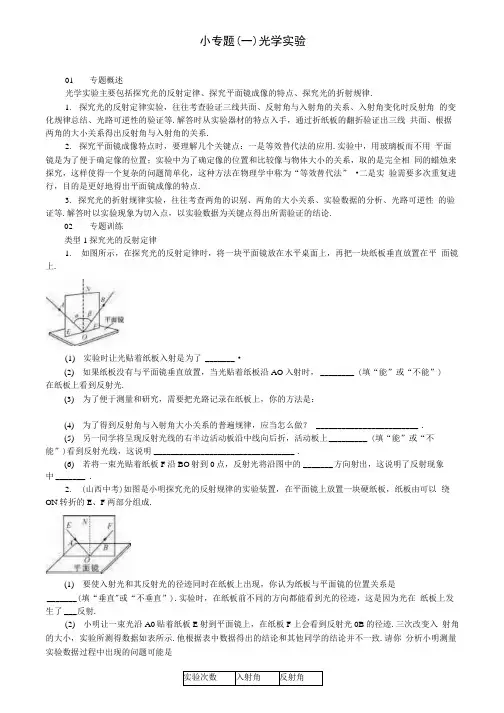八年级物理上册 小专题一光学实验.docx