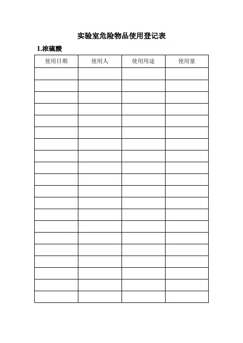 实验室危险物品使用登记表