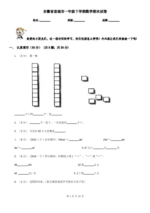安徽省宣城市一年级 下学期数学期末试卷