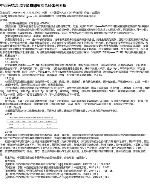 中西医结合治疗多囊卵巢综合征案例分析