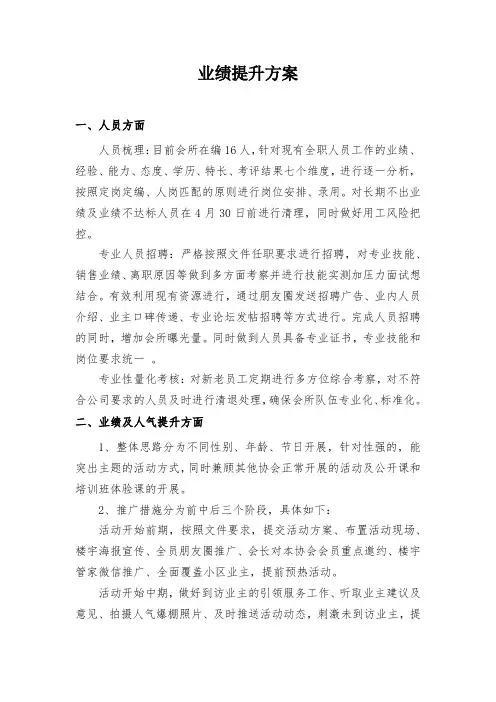 业绩提升方案