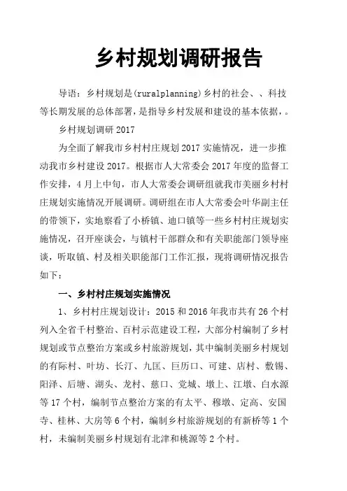 乡村规划 调研报告