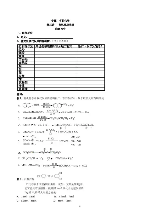 总复习：有机反应类型