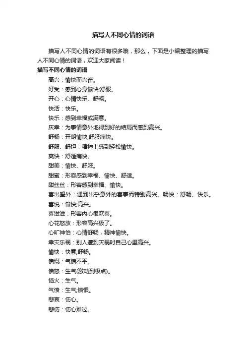 描写人不同心情的词语