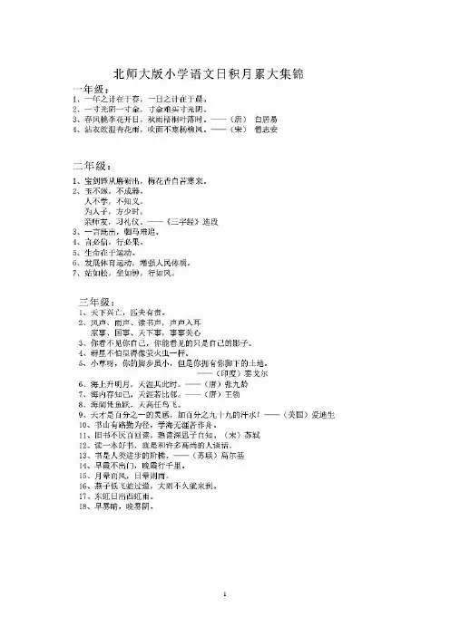 北师大版小学语文日积月累汇总