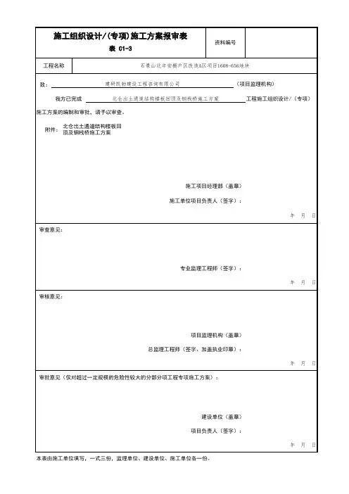 施工组织设计(专项)施工方案报审表 2