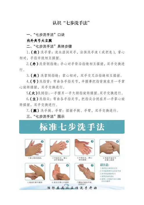 认识“七步洗手法”说明