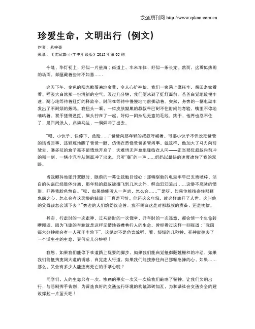 珍爱生命,文明出行(例文)