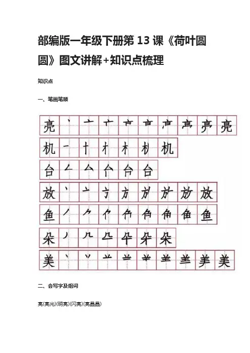 部编版一年级语文下册第13课《荷叶圆圆》图文讲解+知识点梳理