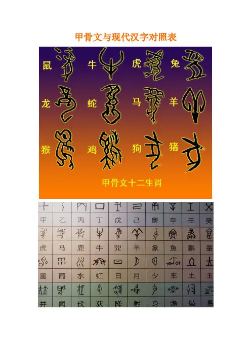 甲骨文与现代汉字对照表