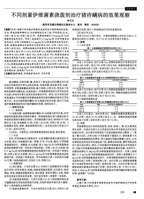 不同剂量伊维菌素浇泼剂治疗猪疥螨病的效果观察