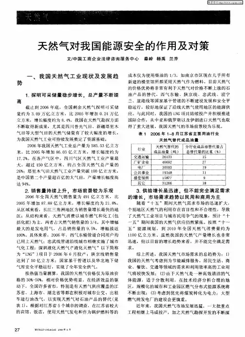 天然气对我国能源安全的作用及对策