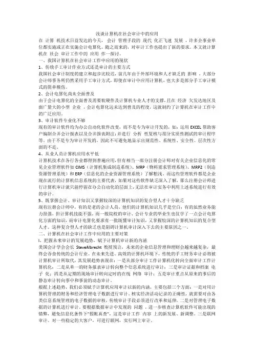 浅谈计算机在社会审计中的应用
