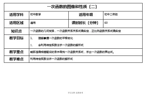 函数专题——-一次函数的图像和性质