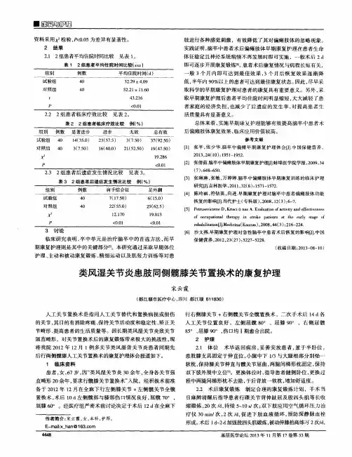 类风湿关节炎患肢同侧髋膝关节置换术的康复护理