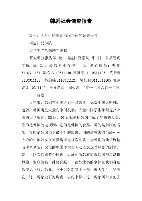 韩剧社会调查报告