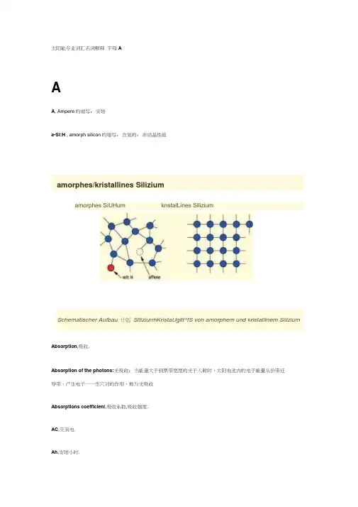 太阳能英语专业术语