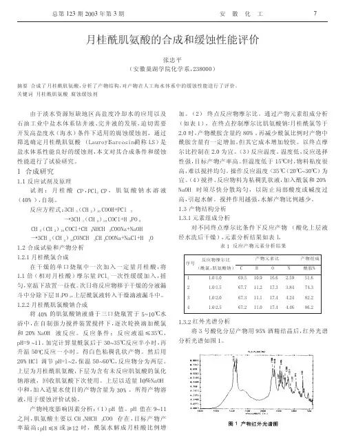 月桂酰肌氨酸的合成和缓蚀性能评价