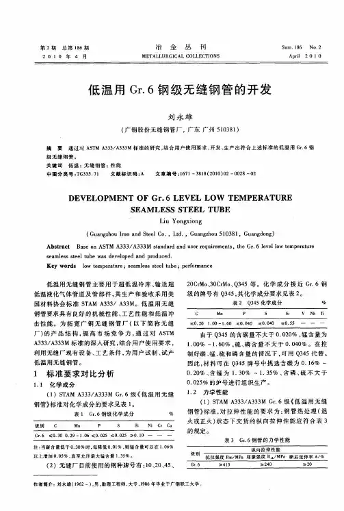 低温用Gr.6钢级无缝钢管的开发