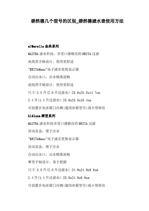 碧然德滤水壶使用方法