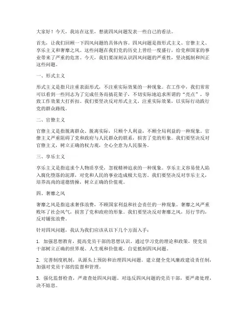关于四风问题发言稿范文