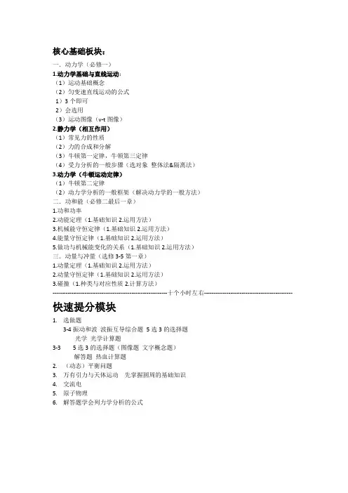 物理快速提分方法