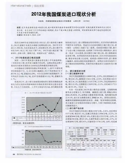 2012年我国煤炭进口现状分析