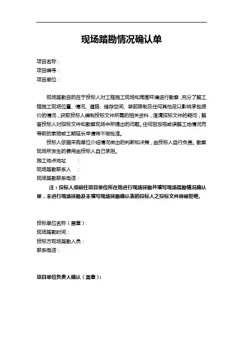 现场踏勘情况表