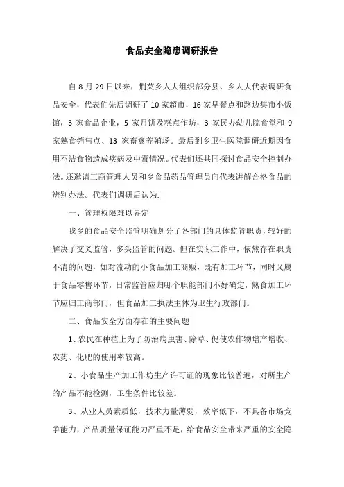食品安全隐患调研报告