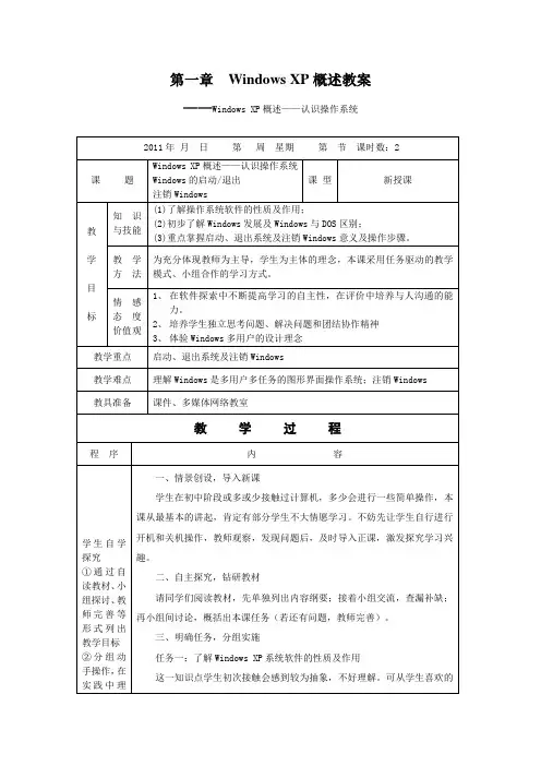 P1_1 Windows XP概述——认识操作系统