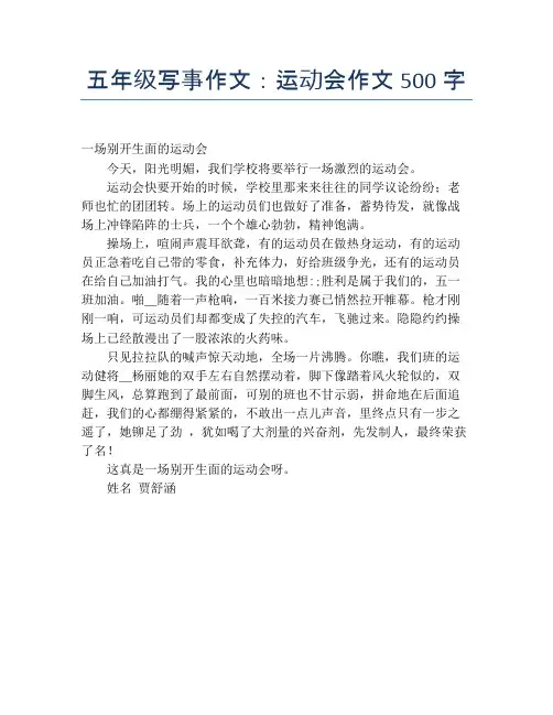 五年级写事作文：运动会作文500字