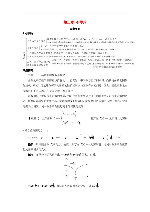 高中数学 第三章 不等式本章整合学案 新人教B版必修5