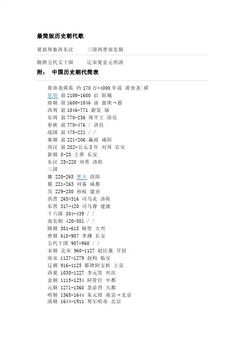 简版历史朝代歌(快读历史)