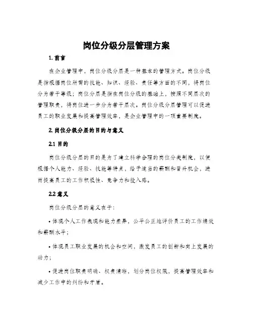 岗位分级分层管理方案