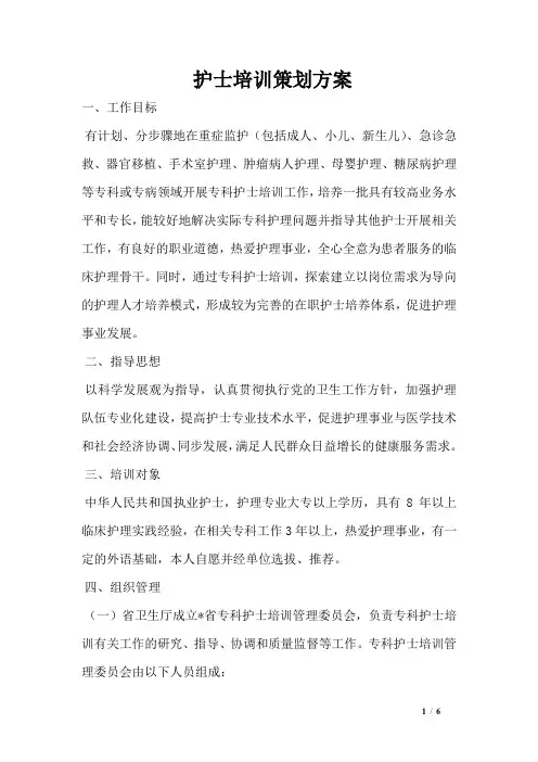 护士培训策划方案