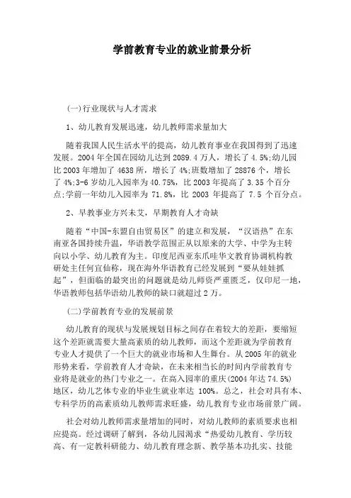 学前教育专业的就业前景分析