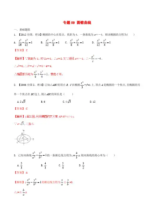 【备战2016】(新课标Ⅱ版)高考数学分项汇编 专题09 圆锥曲线(含解析)理