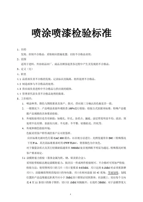 喷涂检验标准