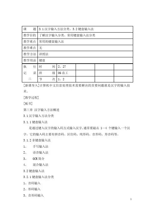31汉字输入方法分类