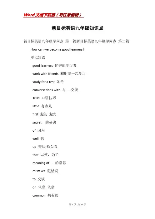 新目标英语九年级知识点