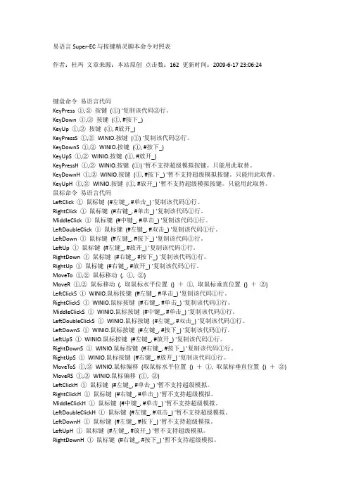 易语言Super-EC与按键精灵脚本命令对照表